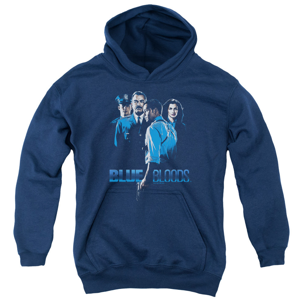BLUE BLOODS/BLUE INVERTED - YOUTH PULLOVER HOODIE - NAVY