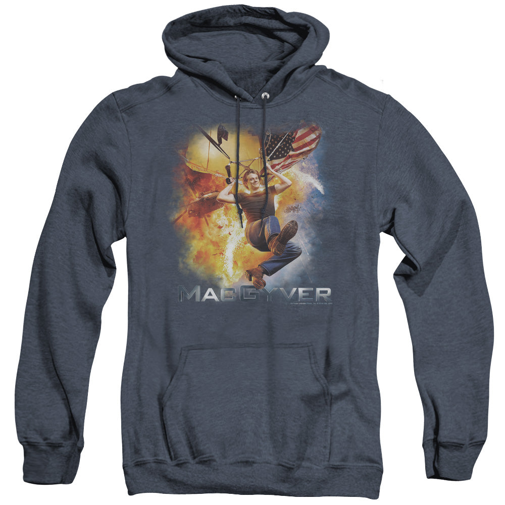 MACGYVER/PARACHUTE - ADULT HEATHER HOODIE - NAVY