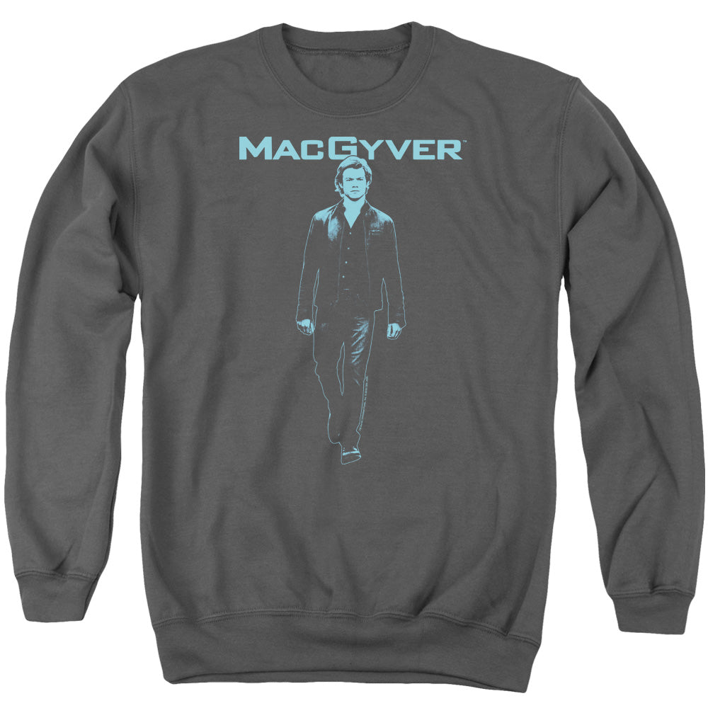 MACGYVER/MONO BLUE - ADULT CREWNECK SWEATSHIRT - CHARCOAL