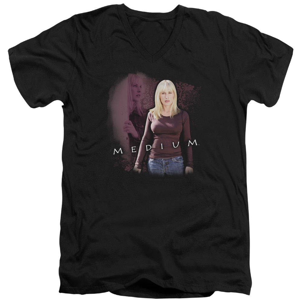 MEDIUM/MEDIUM - S/S ADULT V-NECK 30/1 - BLACK