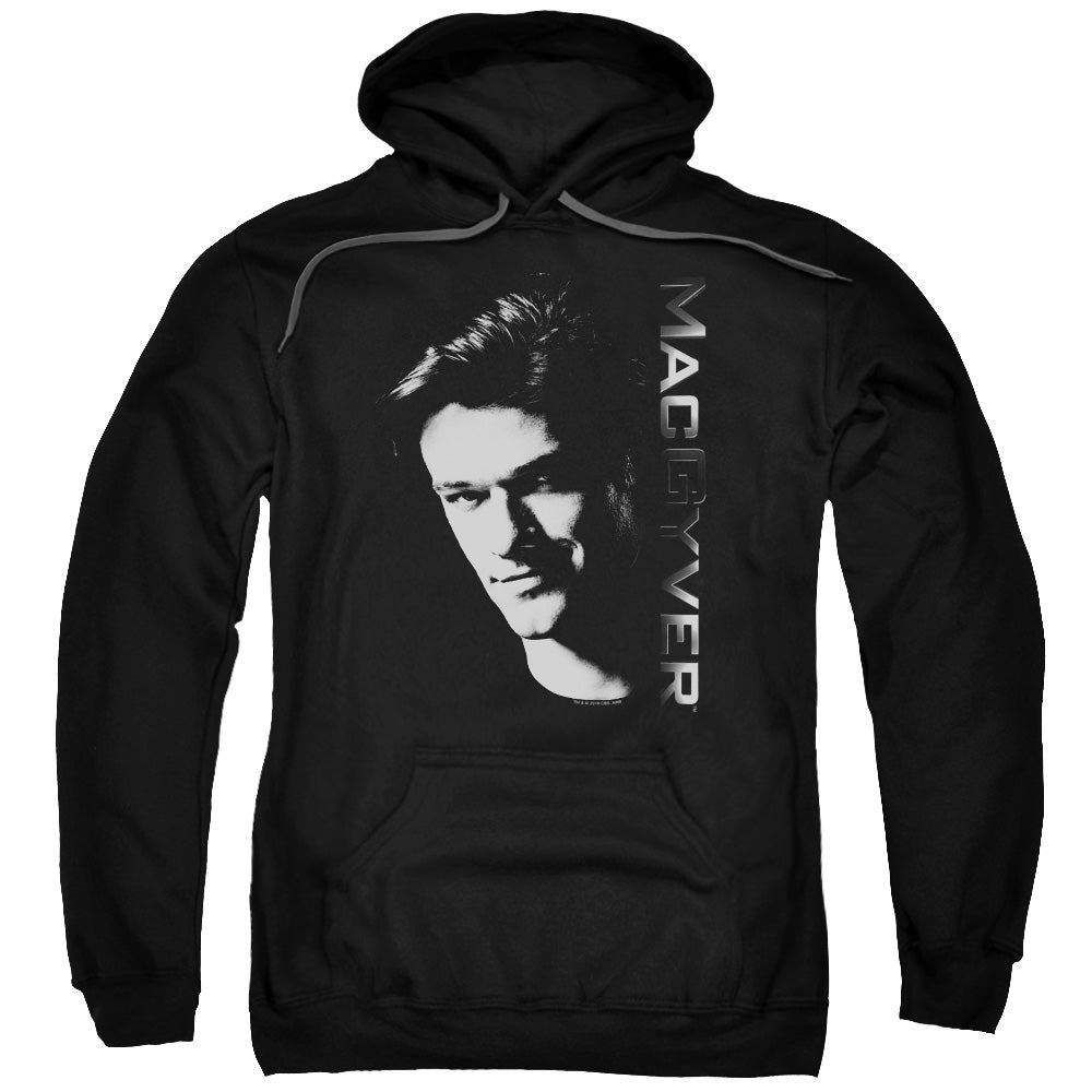 MACGYVER/FACE - ADULT PULLOVER HOODIE - BLACK