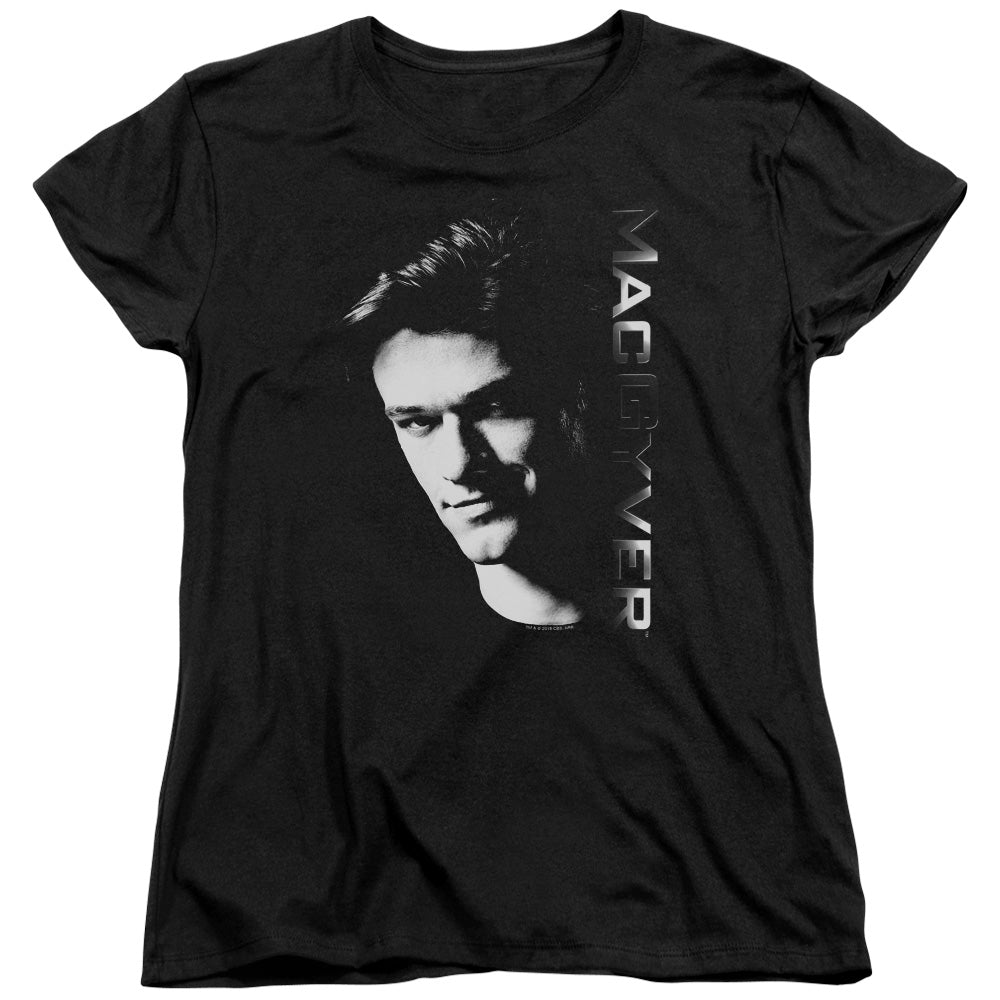 MACGYVER/FACE - S/S WOMENS TEE - BLACK