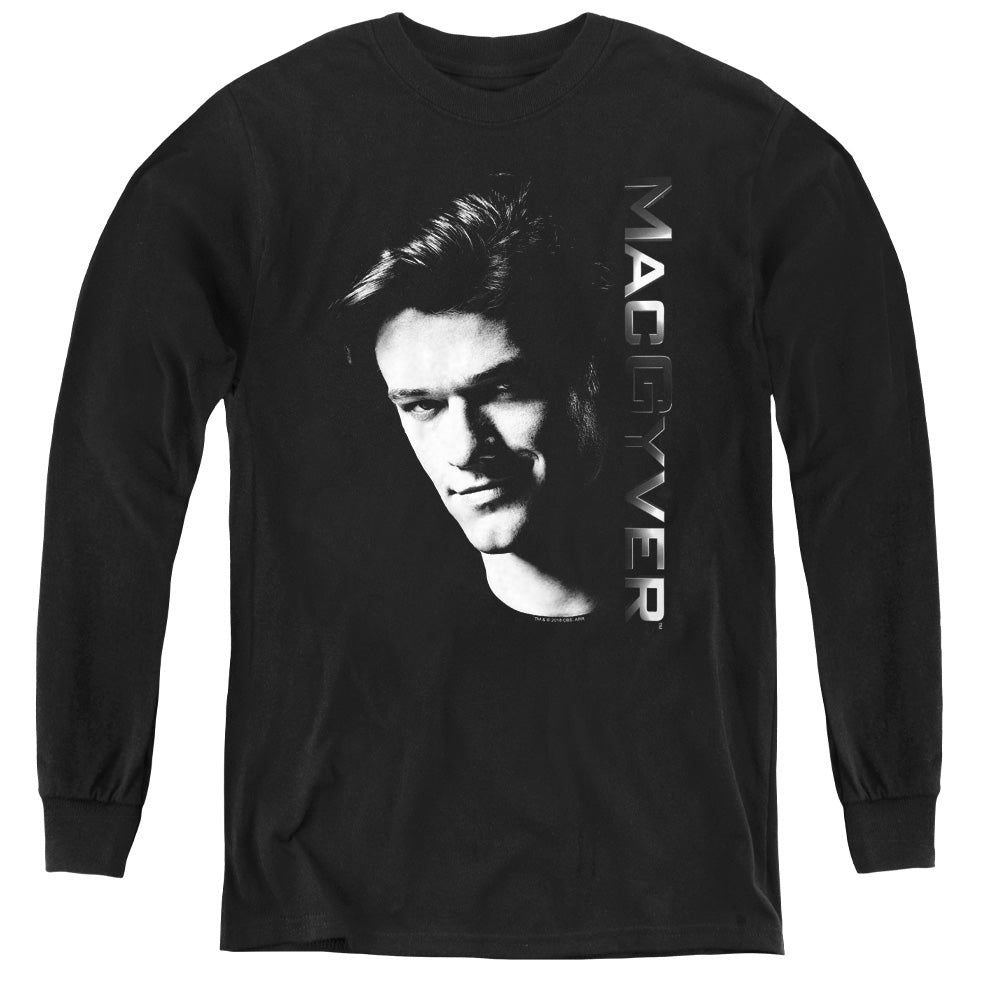 MACGYVER/FACE - YOUTH LONG SLEEVE TEE - BLACK