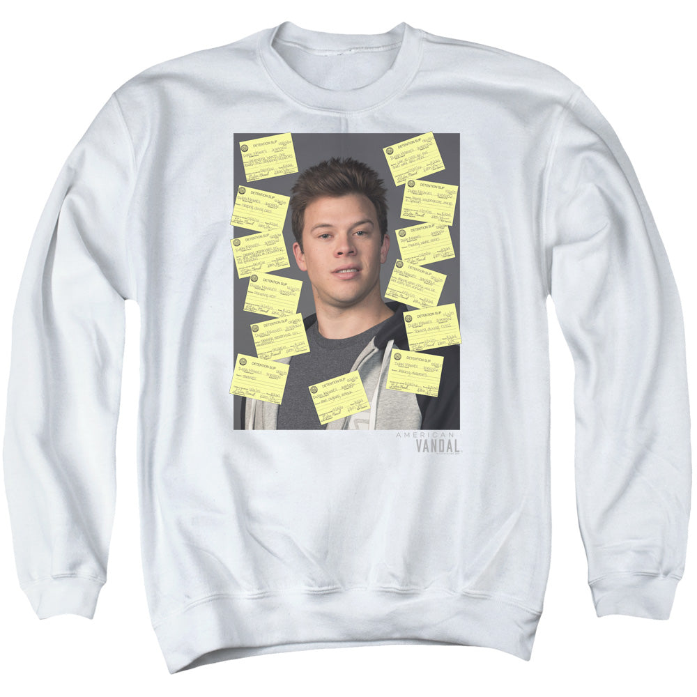 AMERICAN VANDAL/DETENTION - ADULT CREWNECK SWEATSHIRT - WHITE
