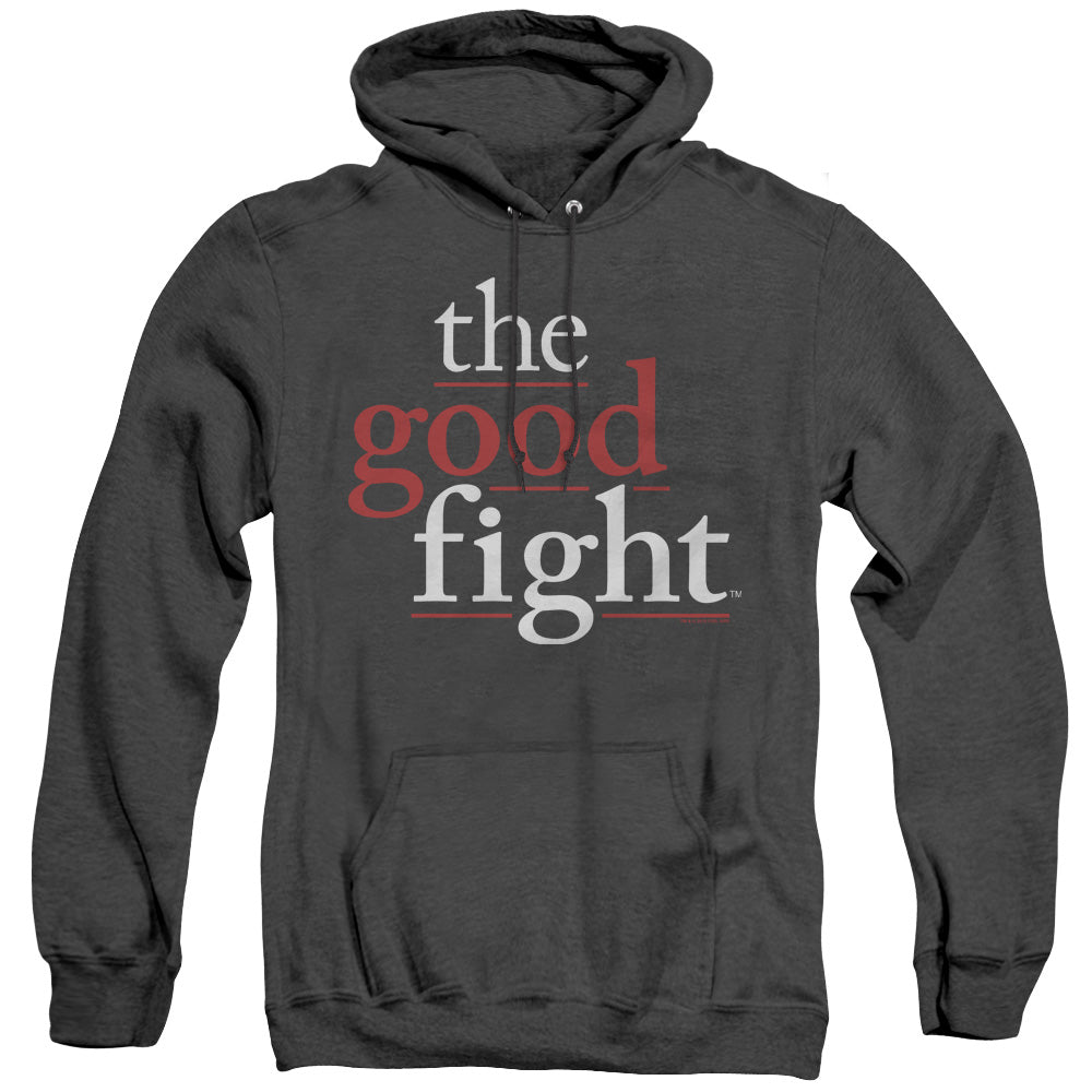 THE GOOD FIGHT/LOGO - ADULT HEATHER HOODIE - BLACK