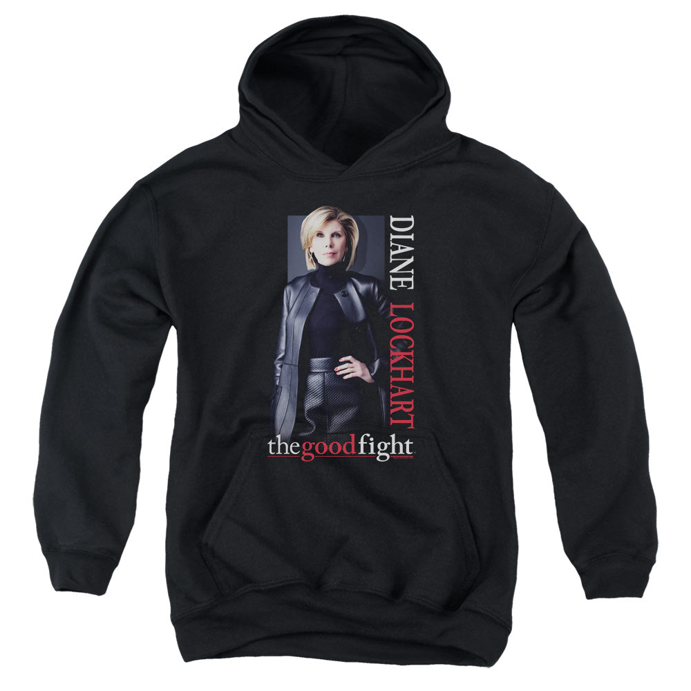 THE GOOD FIGHT/DIANE - YOUTH PULLOVER HOODIE - BLACK