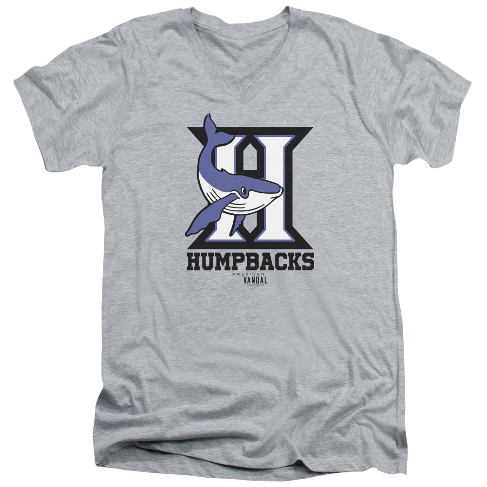 AMERICAN VANDAL/HUMPBACKS - S/S ADULT V-NECK 30/1 - ATHLETIC HEATHER