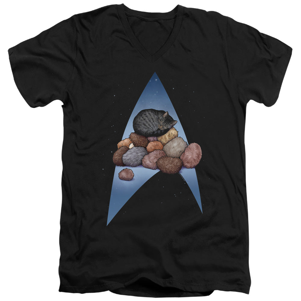 STAR TREK/FIVE YEAR NAP - S/S ADULT V-NECK 30/1 - BLACK