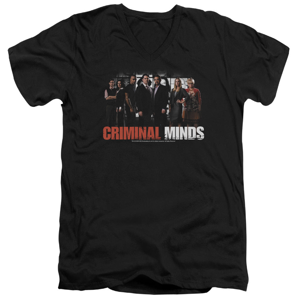 CRIMINAL MINDS/THE BRAIN TRUST - S/S ADULT V-NECK 30/1 - BLACK