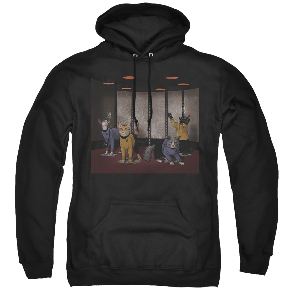 STAR TREK/BEAM MEOW UP - ADULT PULLOVER HOODIE - BLACK