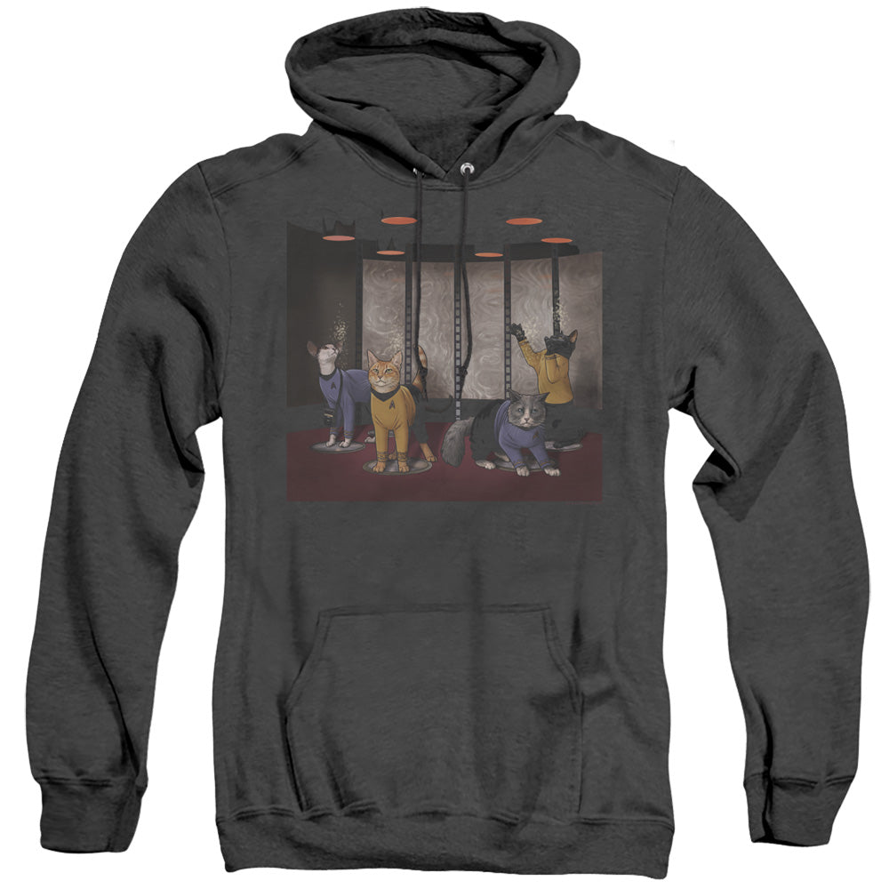 STAR TREK/BEAM MEOW UP - ADULT HEATHER HOODIE - BLACK