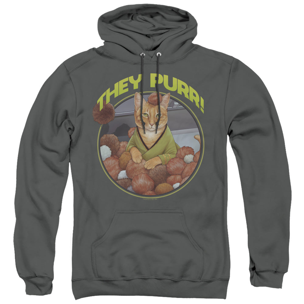 STAR TREK/THE PURR - ADULT PULLOVER HOODIE - CHARCOAL