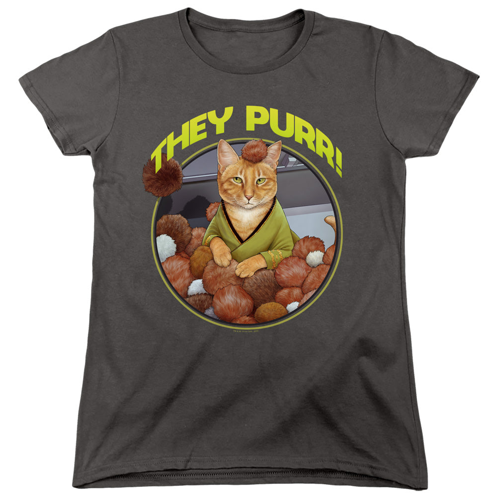 STAR TREK/THE PURR - S/S WOMENS TEE - CHARCOAL