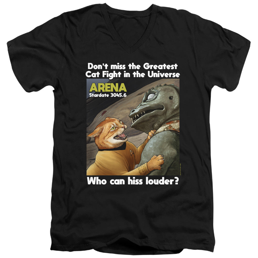 STAR TREK/CAT FIGHT - S/S ADULT V-NECK 30/1 - BLACK