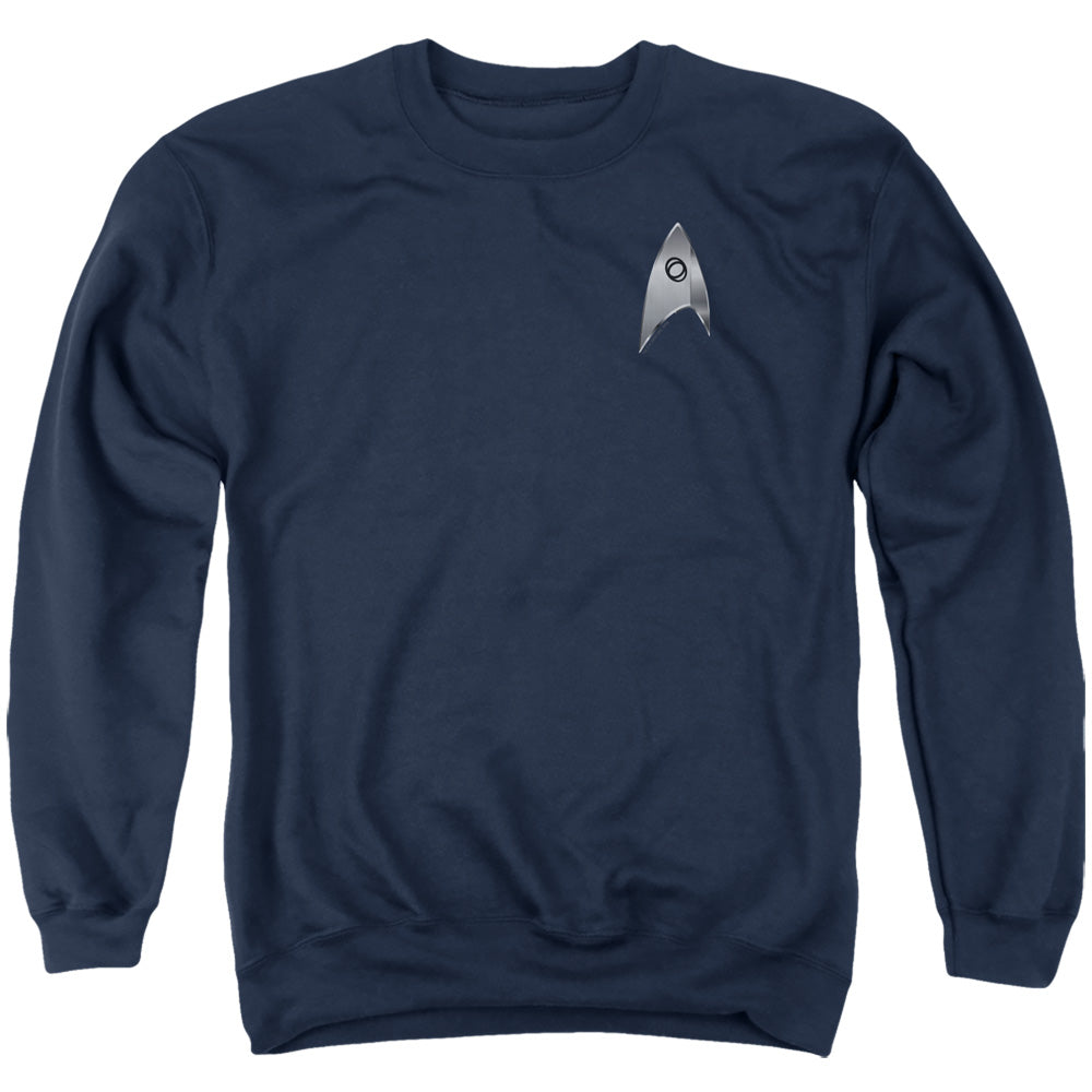 STAR TREK DISCOVERY/SCIENCES BADGE - ADULT CREWNECK SWEATSHIRT - NAVY