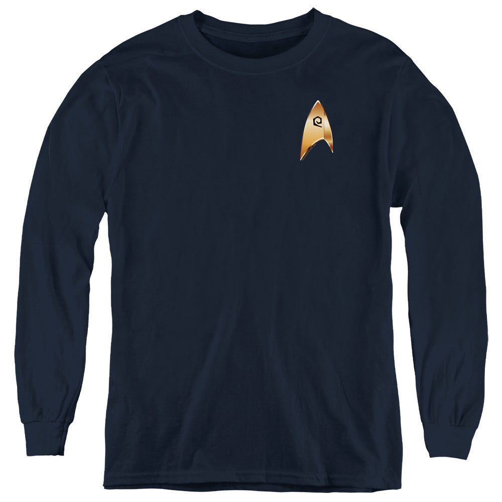 STAR TREK DISCOVERY/OPERATIONS BADGE - YOUTH LONG SLEEVE TEE - NAVY