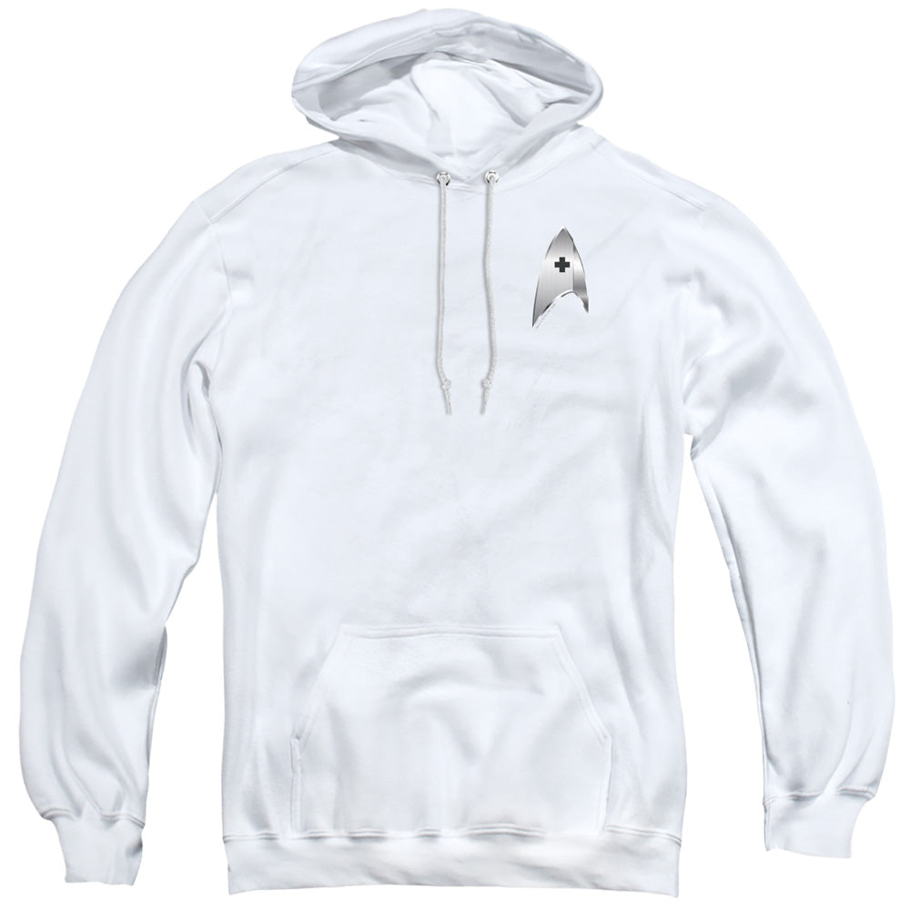 STAR TREK DISCOVERY/MEDICAL BADGE - ADULT PULLOVER HOODIE - WHITE