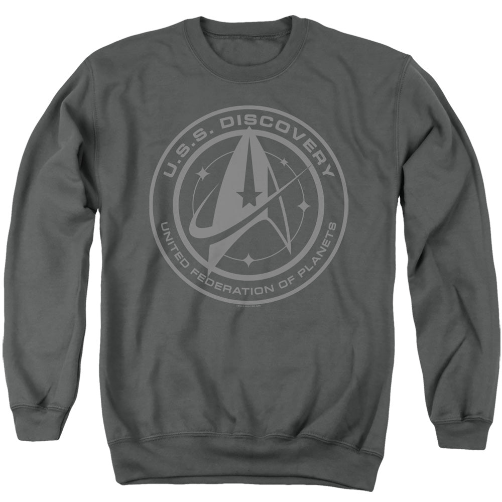 STAR TREK DISCOVERY/DISCOVERY CREST - ADULT CREWNECK SWEATSHIRT - CHARCOAL