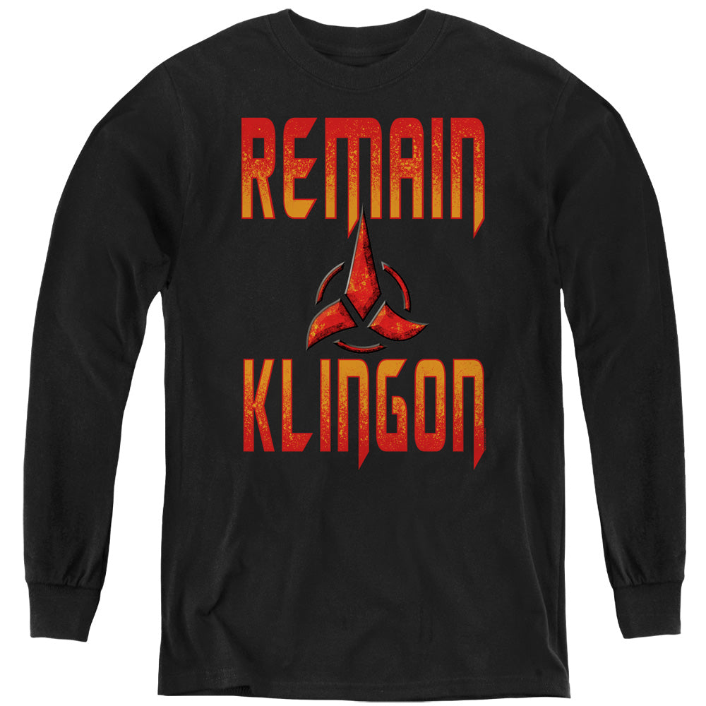 STAR TREK DISCOVERY/REMAIN KLINGON - YOUTH LONG SLEEVE TEE - BLACK