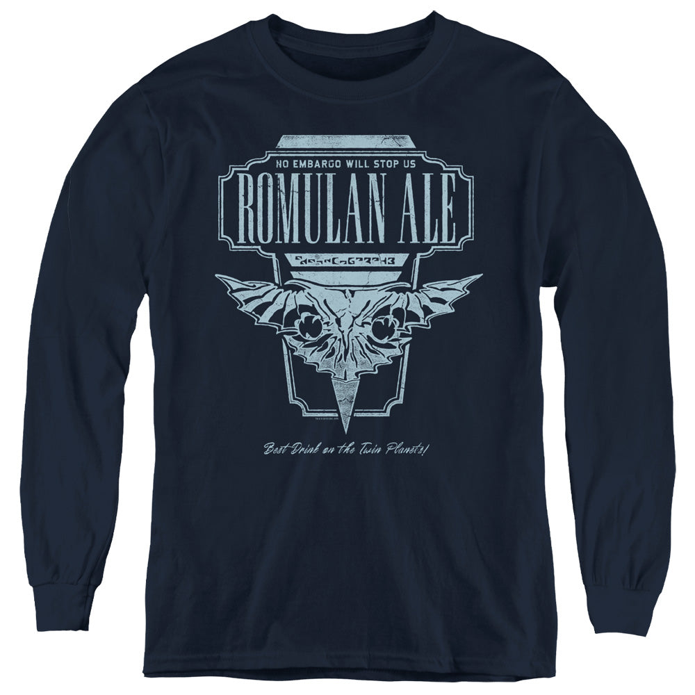STAR TREK THE NEXT GENERATION/ROMULAN ALE - YOUTH LONG SLEEVE TEE - NAVY