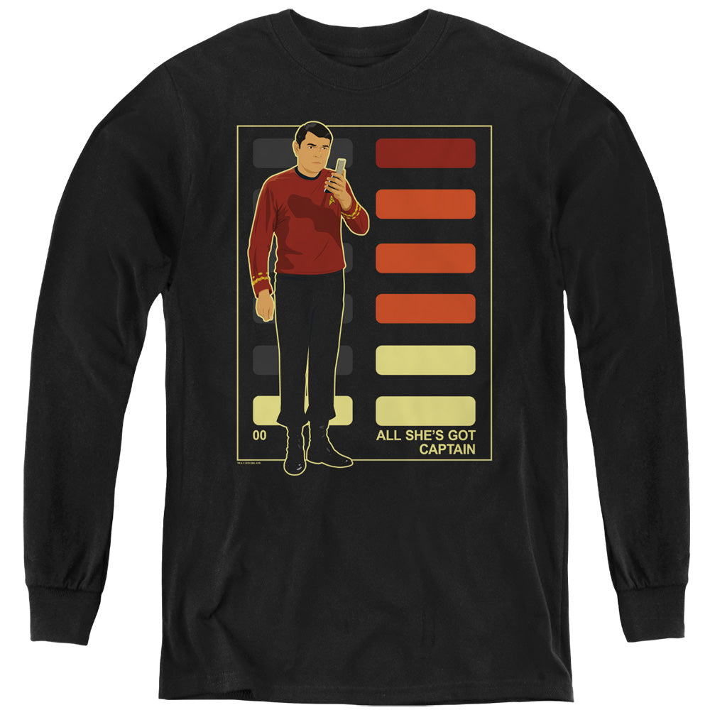 STAR TREK/ALL SHES GOT CAPTAIN - YOUTH LONG SLEEVE TEE - BLACK