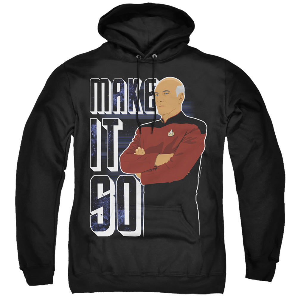 STAR TREK THE NEXT GENERATION/MAKE IT SO - ADULT PULLOVER HOODIE - BLACK