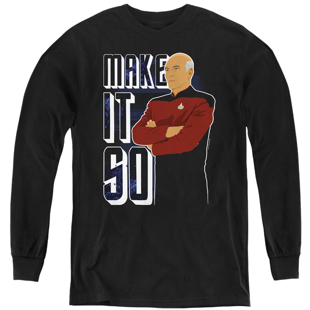 STAR TREK THE NEXT GENERATION/MAKE IT SO - YOUTH LONG SLEEVE TEE - BLACK