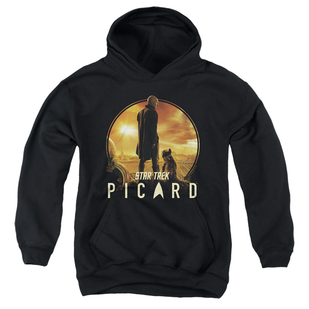 STAR TREK PICARD/A MAN AND HIS DOG - YOUTH PULLOVER HOODIE - BLACK