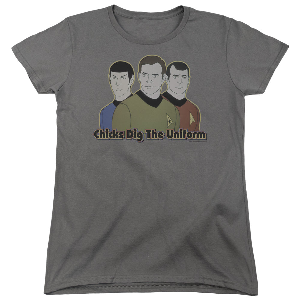 STAR TREK/DIG IT - S/S WOMENS TEE - CHARCOAL