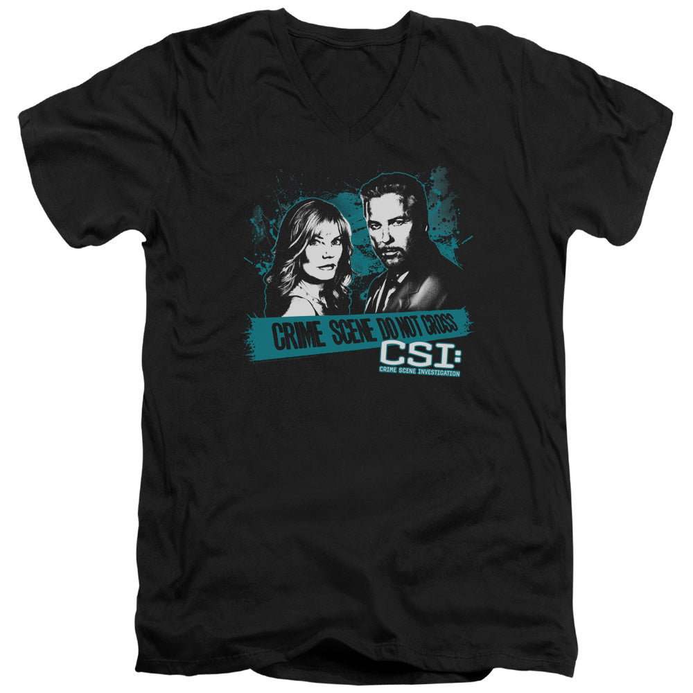 CSI/CROSS THE LINE - S/S ADULT V-NECK 30/1 - BLACK