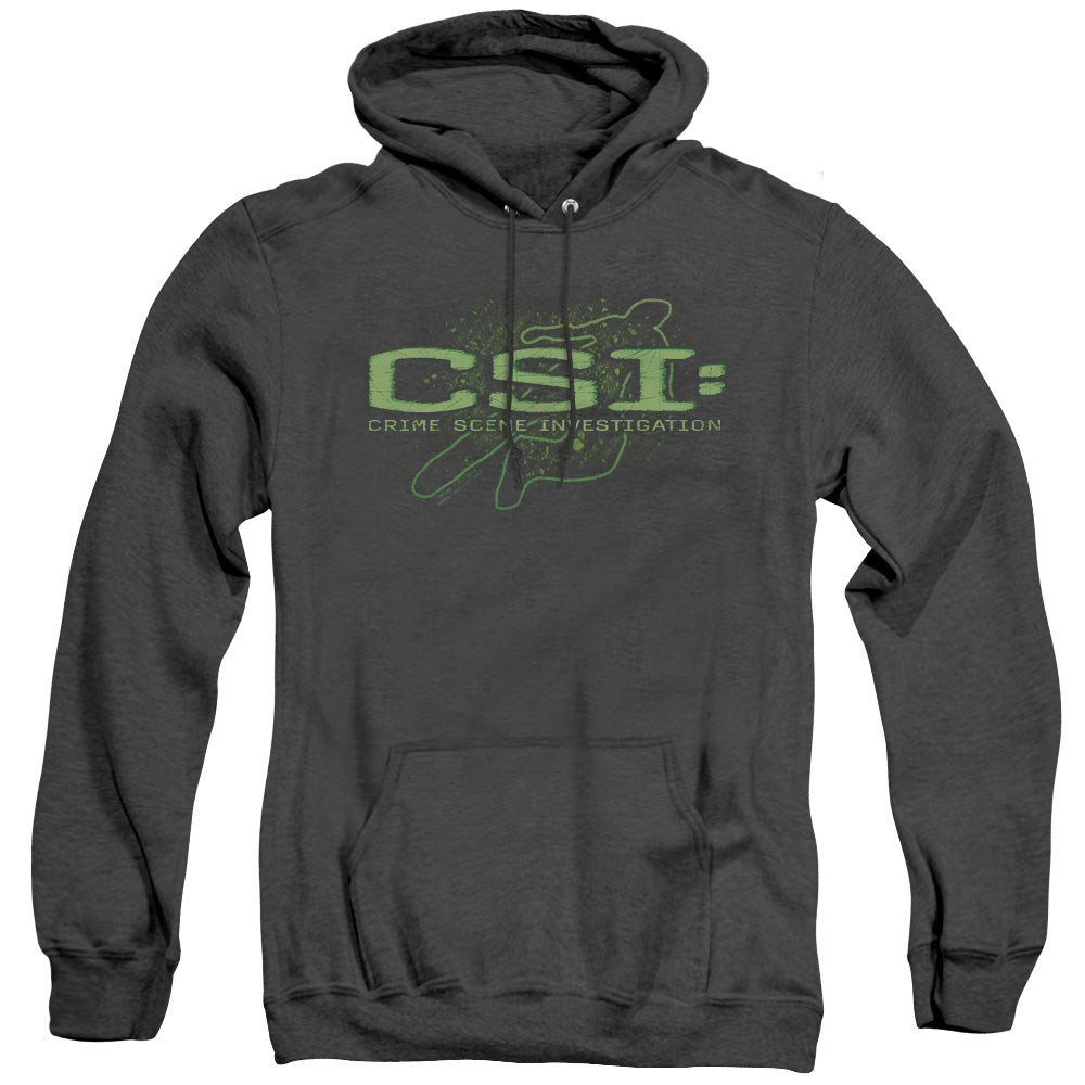 CSI/SKETCHY SHADOW - ADULT HEATHER HOODIE - BLACK