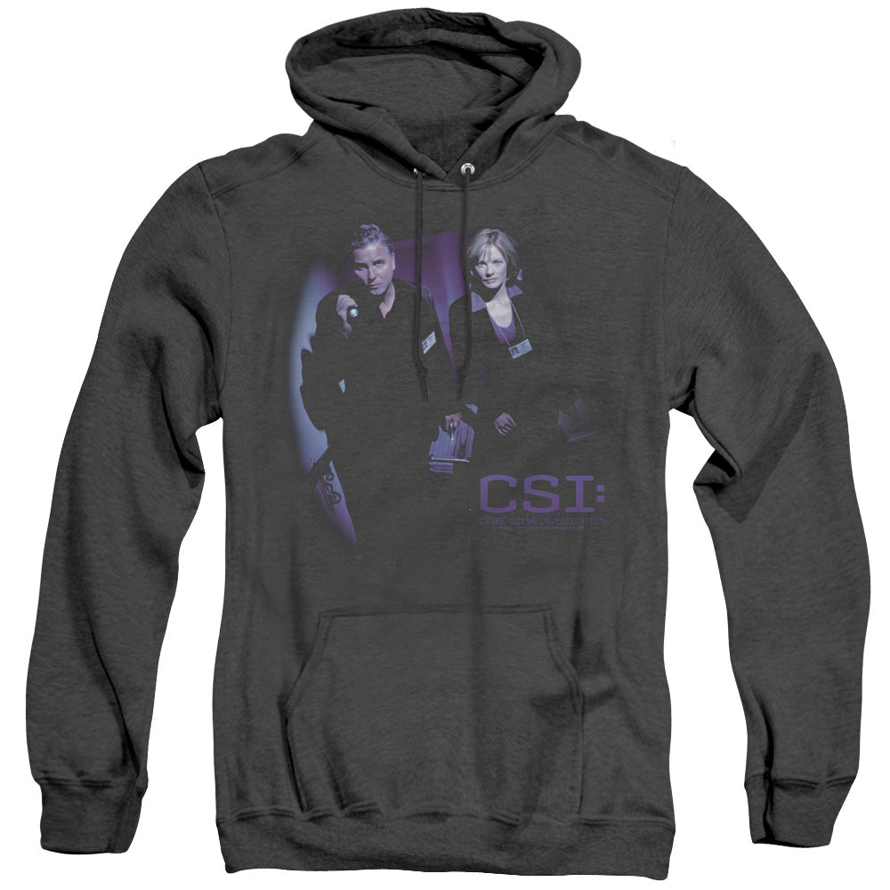 CSI/AT THE SCENE - ADULT HEATHER HOODIE - BLACK