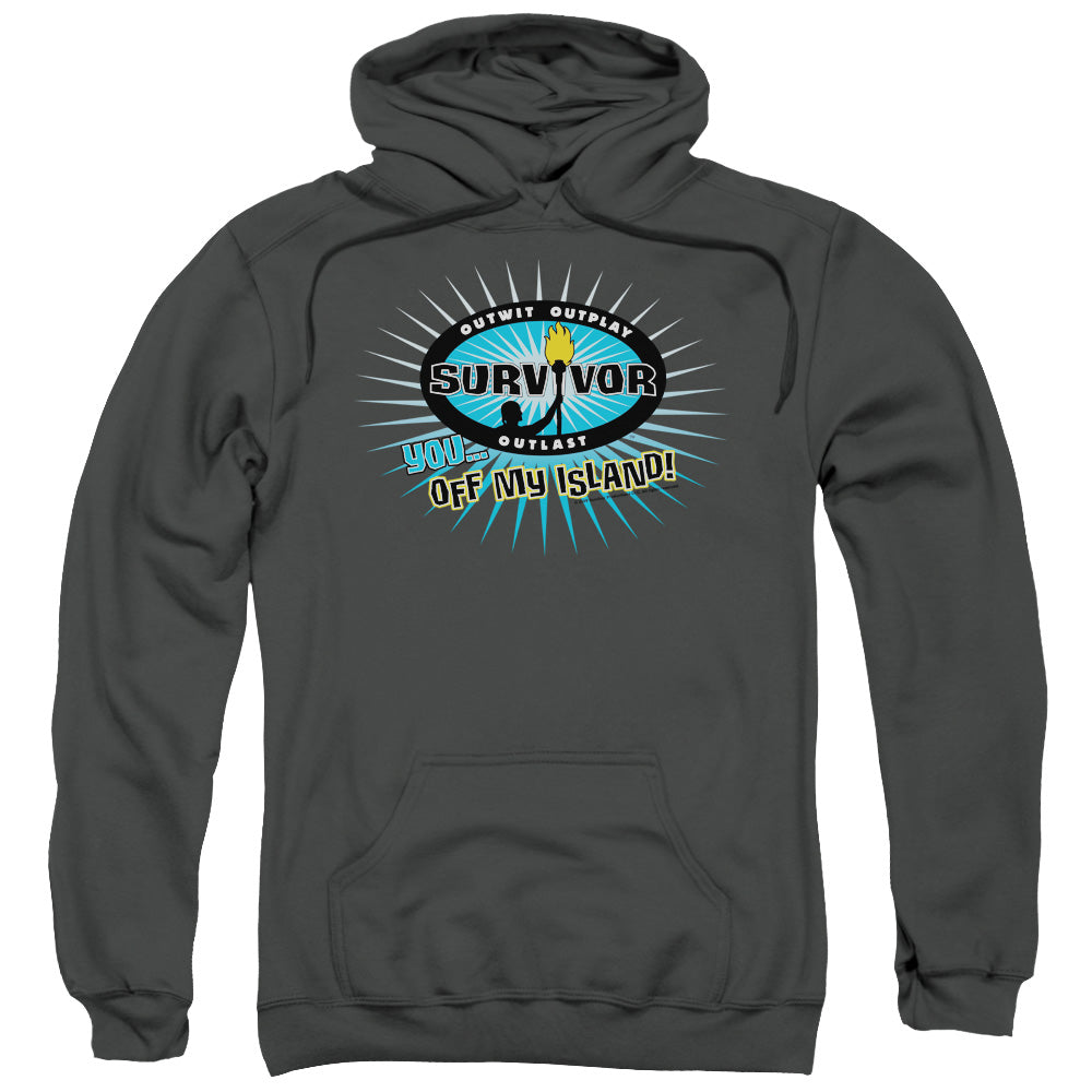 SURVIVOR/OFF MY ISLAND - ADULT PULLOVER HOODIE - CHARCOAL