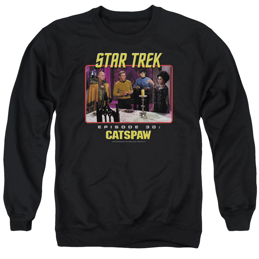 STAR TREK ORIGINAL/CAT&#39;S PAW - ADULT CREWNECK SWEATSHIRT - BLACK