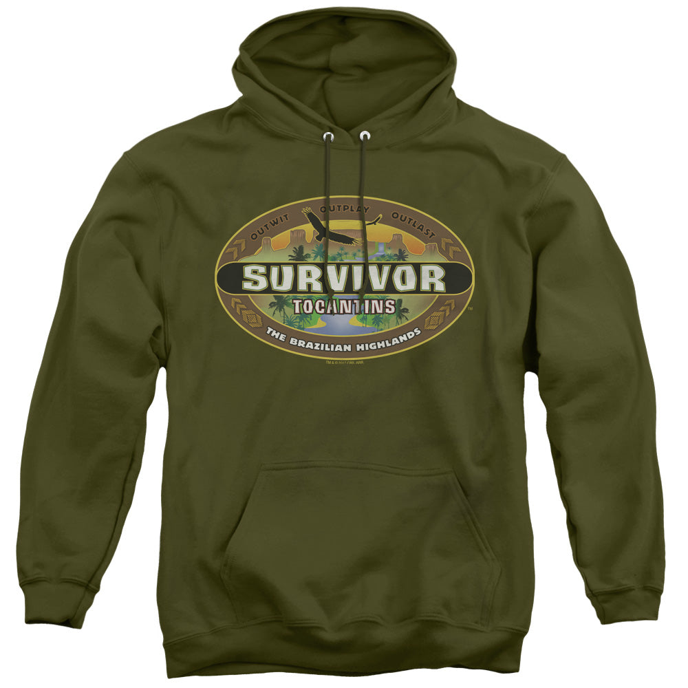SURVIVOR/TOCANTINS LOGO - ADULT PULLOVER HOODIE - MILITARY GREEN