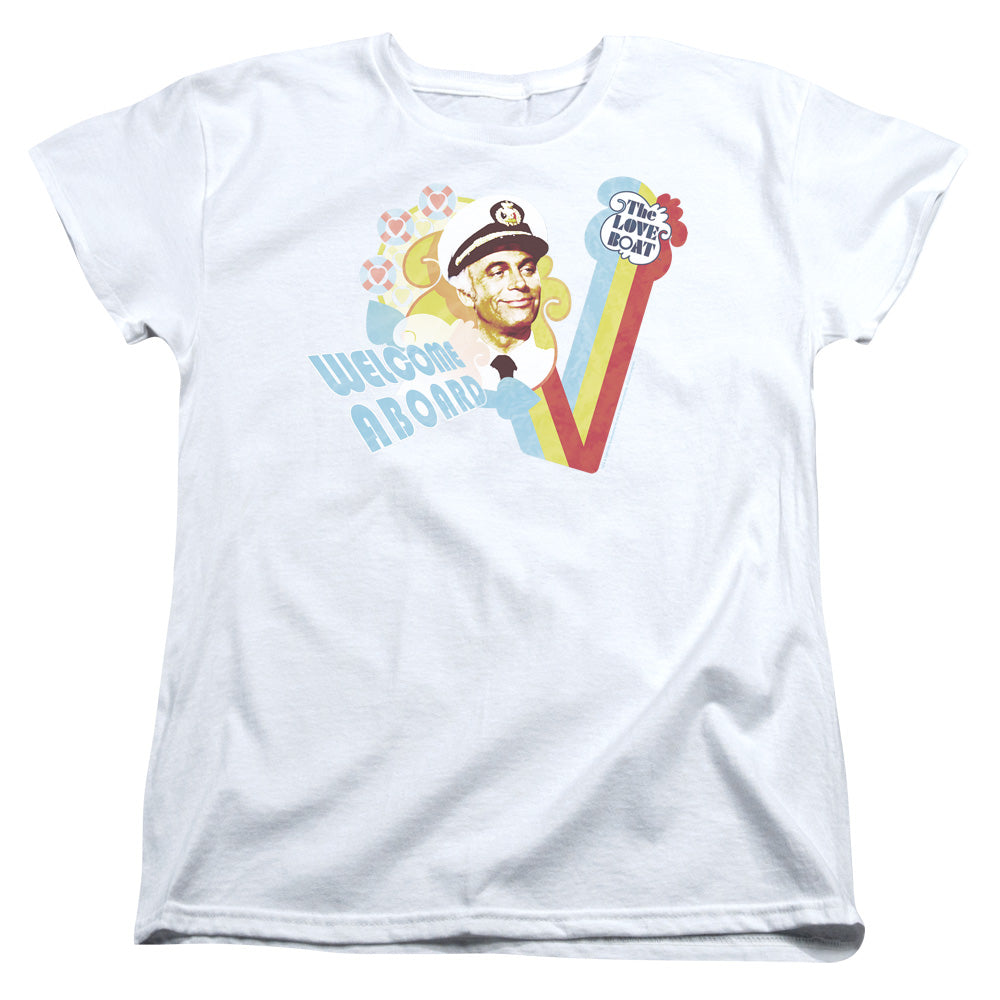 LOVE BOAT/WELCOME ABOARD - S/S WOMENS TEE - WHITE