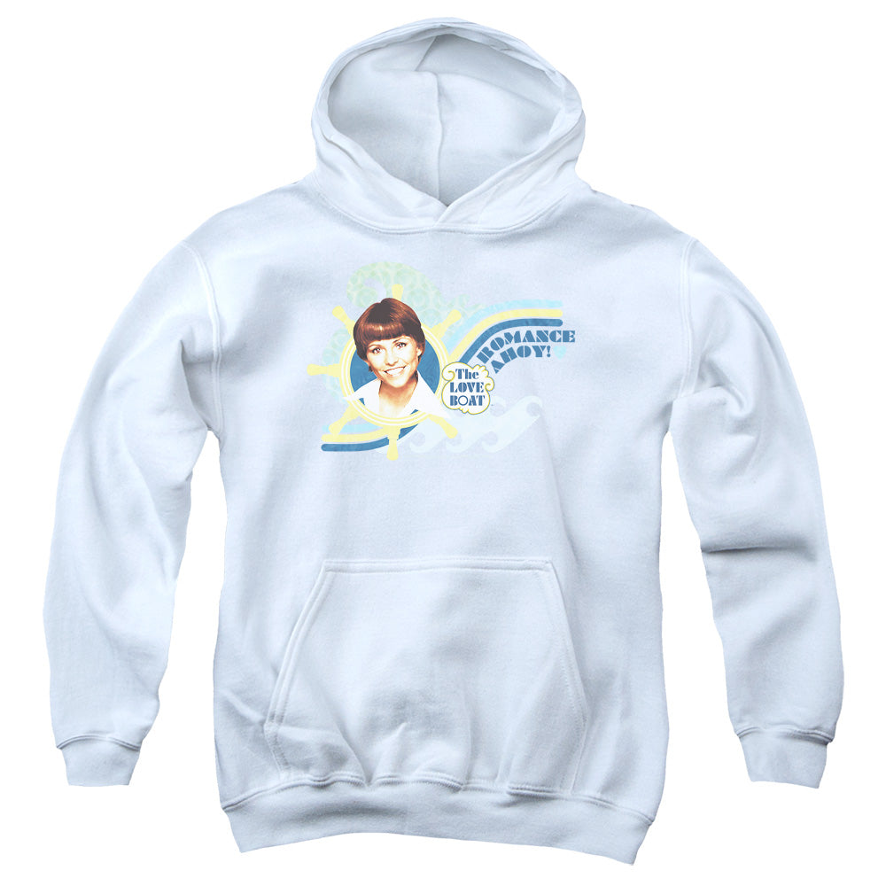 LOVE BOAT/ROMANCE AHOY - YOUTH PULLOVER HOODIE - WHITE