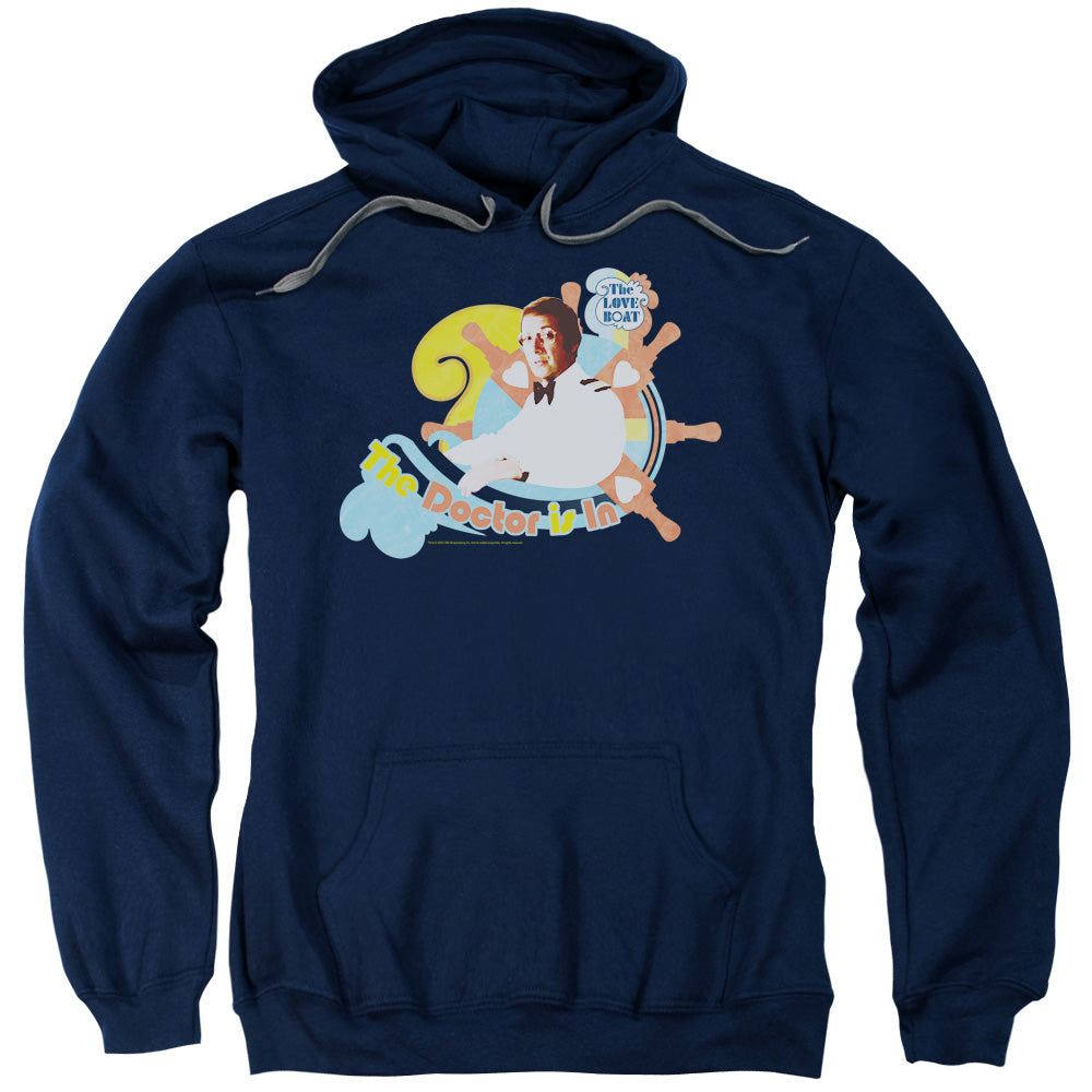 LOVE BOAT/THE DOCTOR IS IN - ADULT PULLOVER HOODIE - NAVY