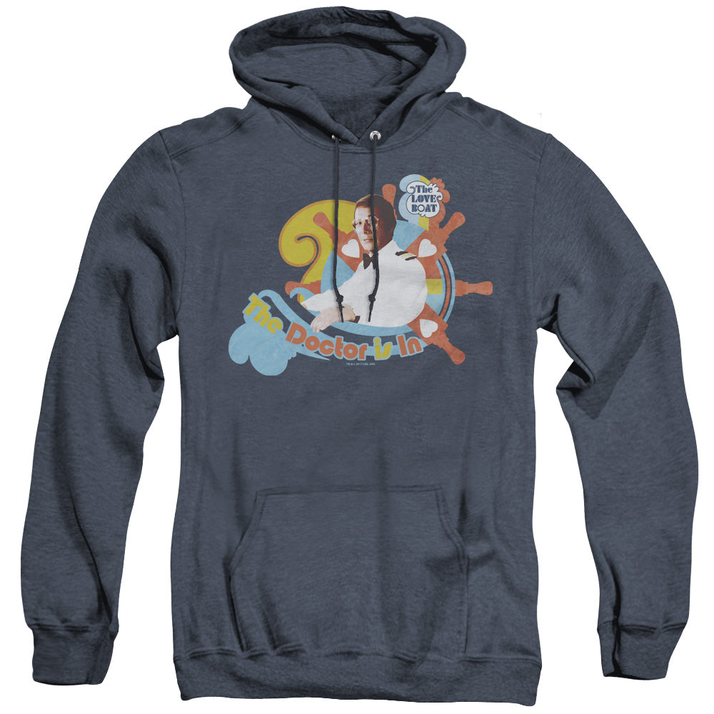 LOVE BOAT/THE DOCTOR IS IN - ADULT HEATHER HOODIE - NAVY