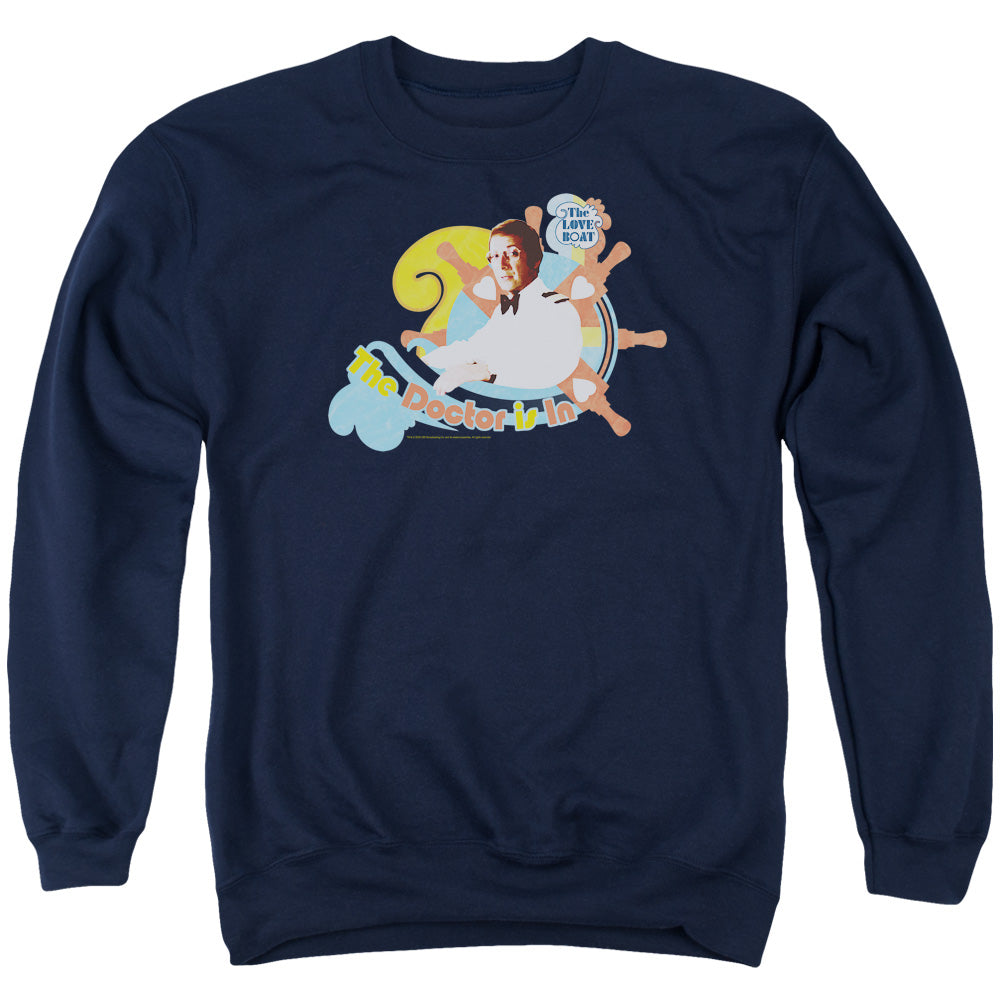 LOVE BOAT/THE DOCTOR IS IN - ADULT CREWNECK SWEATSHIRT - NAVY
