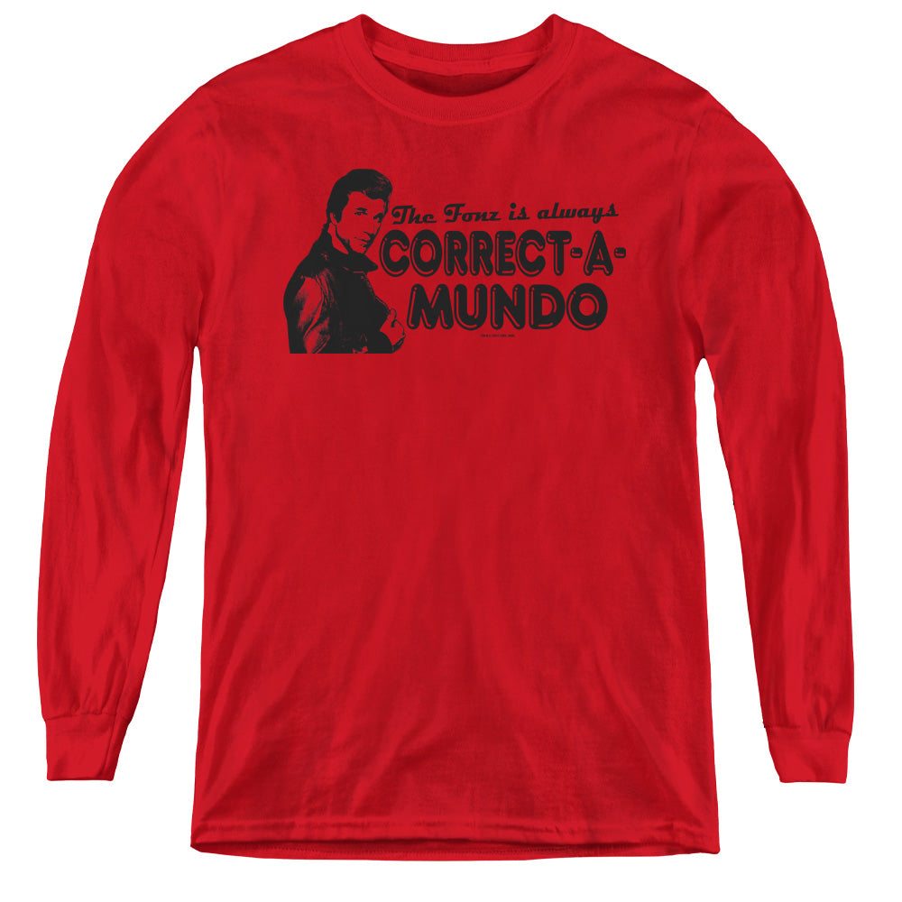 HAPPY DAYS/CORRECT A MUNDO - YOUTH LONG SLEEVE TEE - RED