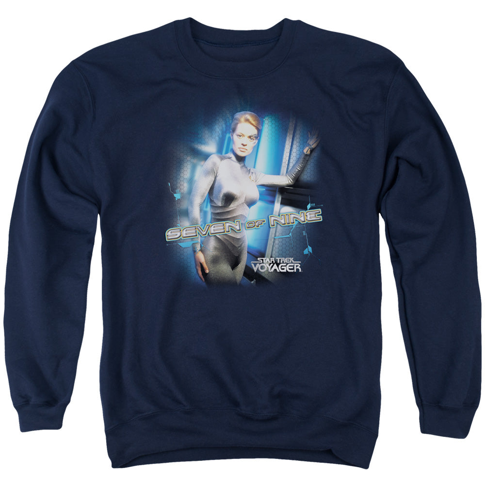 STAR TREK/SEVEN OF NINE - ADULT CREWNECK SWEATSHIRT - NAVY