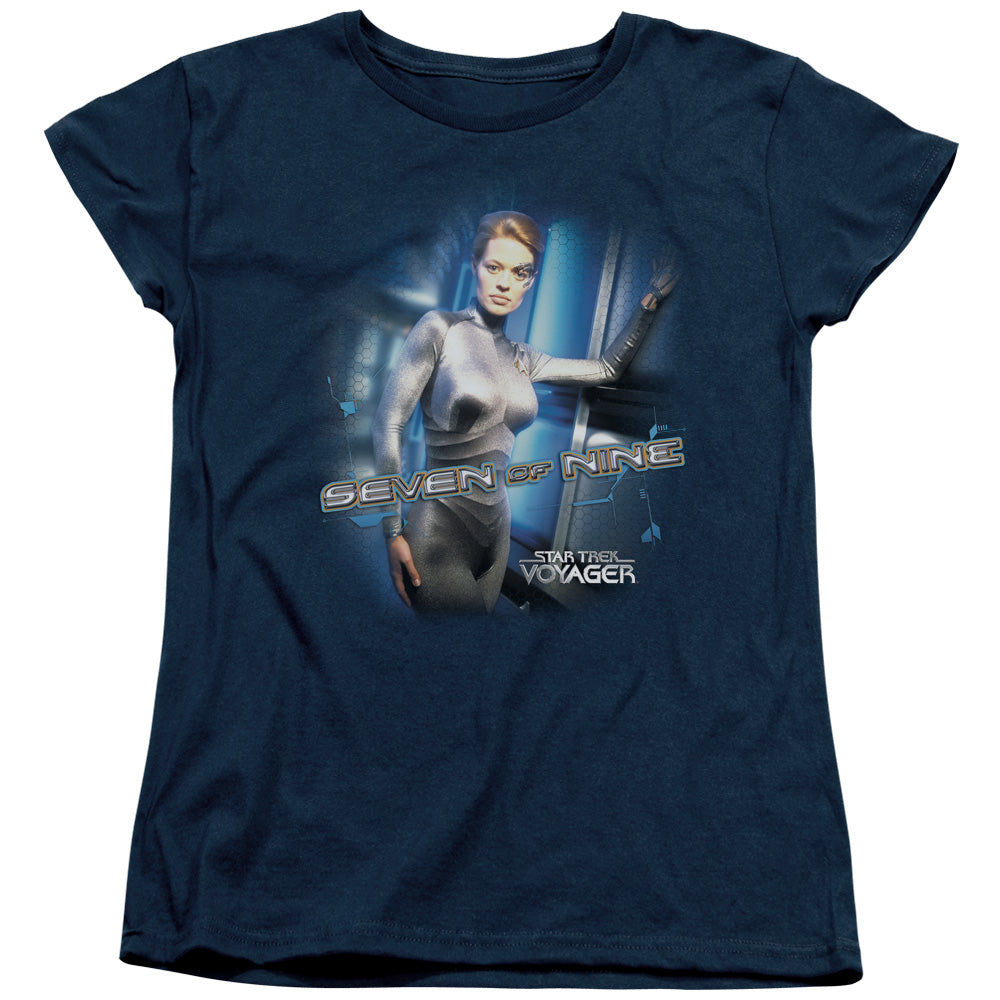STAR TREK/SEVEN OF NINE - S/S WOMENS TEE - NAVY