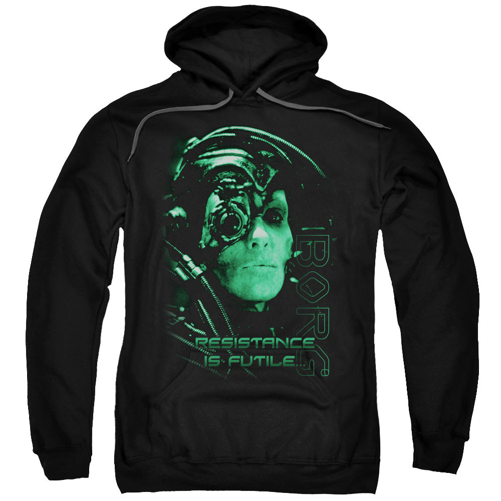 STAR TREK/RESISTANCE IS FUTILE - ADULT PULLOVER HOODIE - BLACK