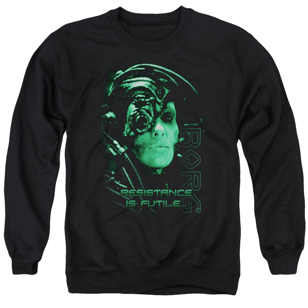 STAR TREK/RESISTANCE IS FUTILE - ADULT CREWNECK SWEATSHIRT - BLACK