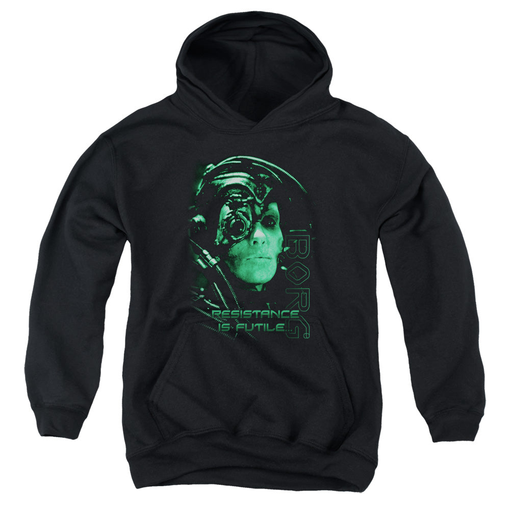 STAR TREK/RESISTANCE IS FUTILE - YOUTH PULLOVER HOODIE - BLACK