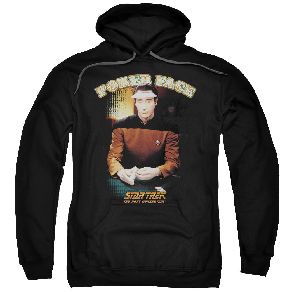 STAR TREK/POKER FACE - ADULT PULLOVER HOODIE - BLACK