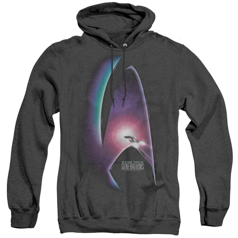 STAR TREK/GENERATIONS(MOVIE) - ADULT HEATHER HOODIE - BLACK