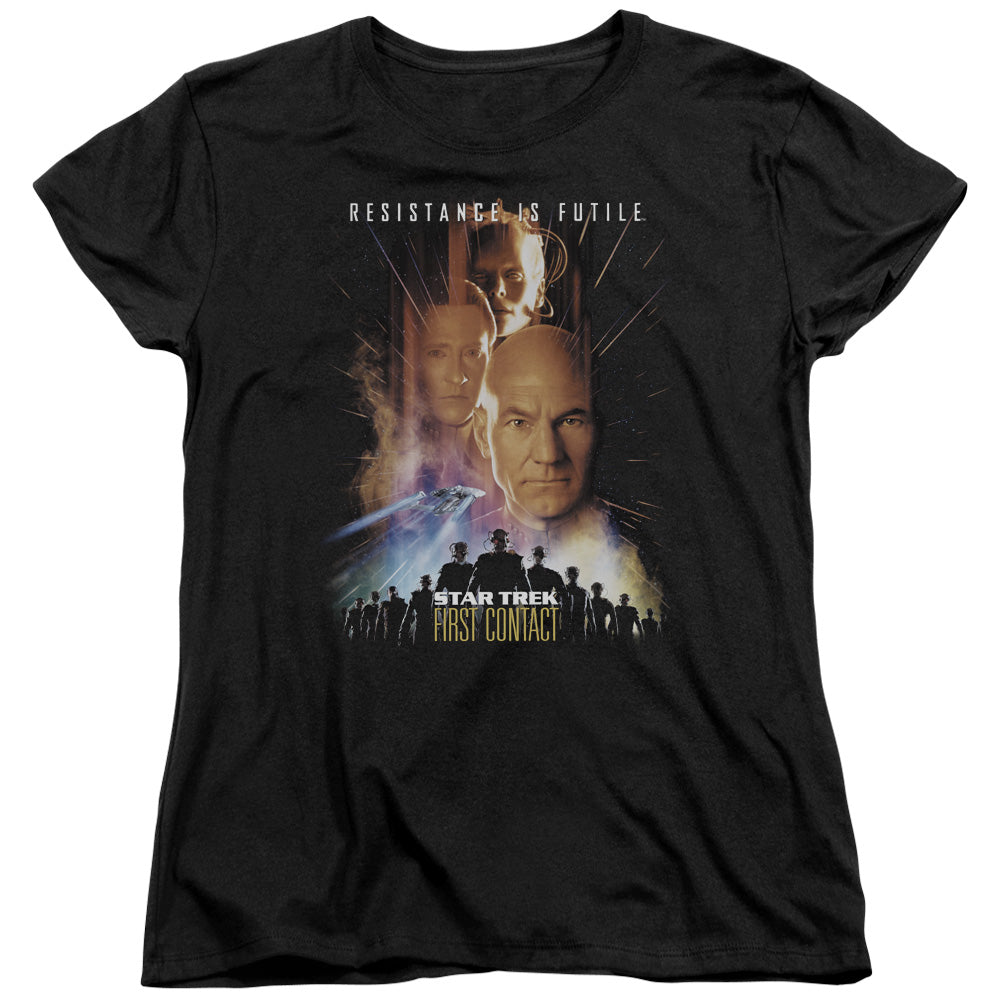 STAR TREK/FIRST CONTACT(MOVIE) - S/S WOMENS TEE - BLACK