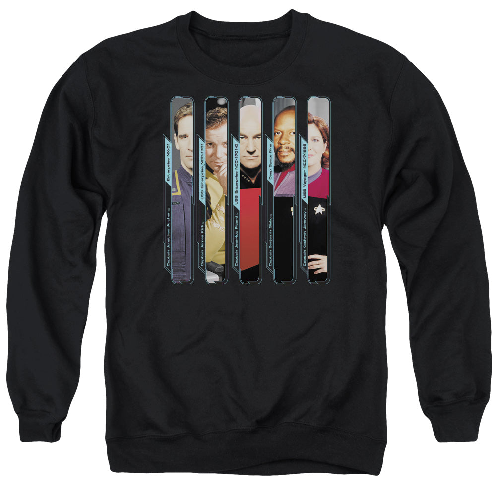 STAR TREK/THE CAPTAINS - ADULT CREWNECK SWEATSHIRT - BLACK